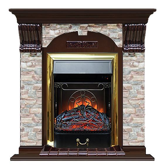 Комплект из электрокамина напольного и портала (106.5x36.5x98 см) Арочный ГЦ Majestic BR АР000068