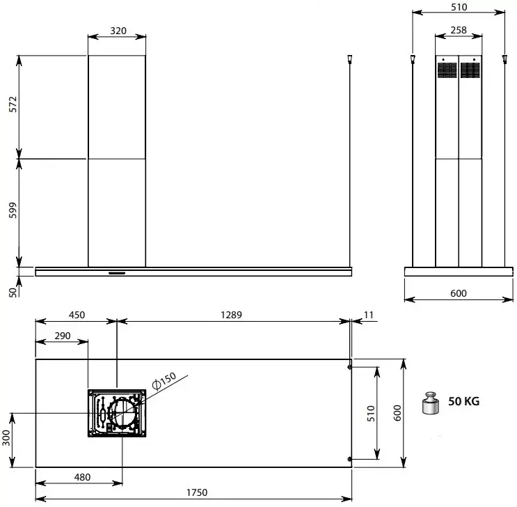 Вытяжка FALMEC DESIGN LUMEN ISOLA STEEL 175 DX