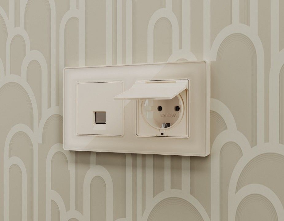 Накладка для розетки RJ-11 или RJ-45 Ambrella Volt ALFA AP3320