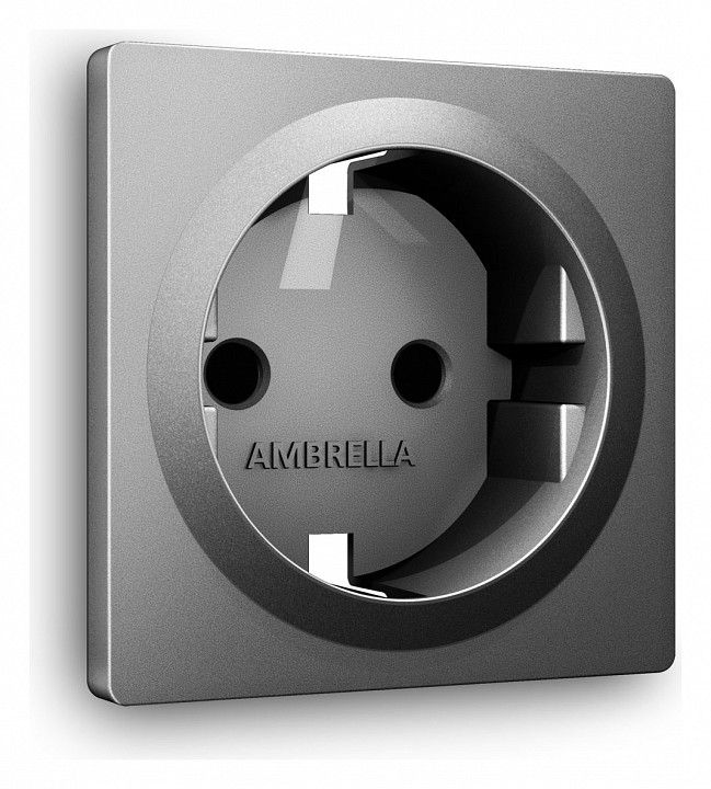 Накладка для розетки с заземлением и со шторками Ambrella Volt ALFA AP6570
