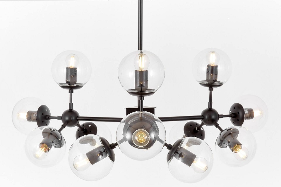 Люстра на штанге LUMINA DECO Zodiak LDP 160-12 BK+PR