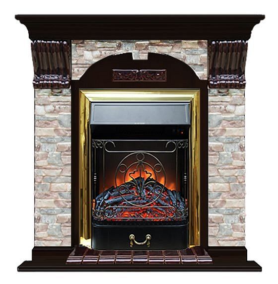 Комплект из электрокамина напольного и портала (106.5x36.5x98 см) Арочный ГЦ Majestic BR АР000064
