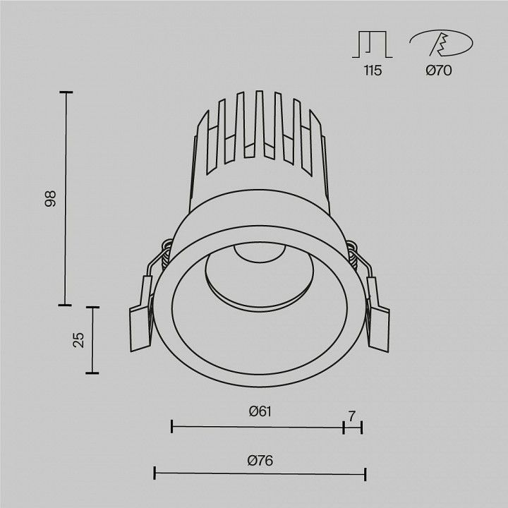 Встраиваемый светильник Maytoni Technical Омут DL117-15W-4K-B