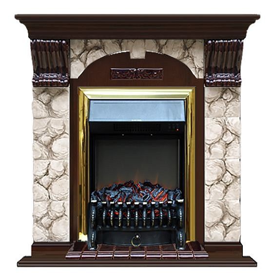 Комплект из электрокамина напольного и портала (106.5x36.5x98 см) Арочный Карелия Fobos BR АР000086