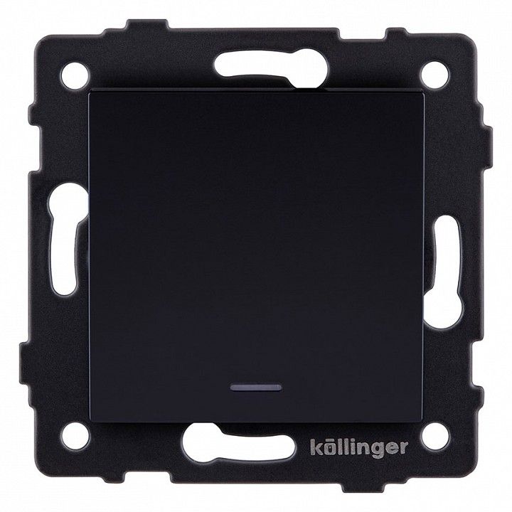 Выключатель проходной одноклавишный с подсветкой без рамки Kollinger  REA-S-004BK