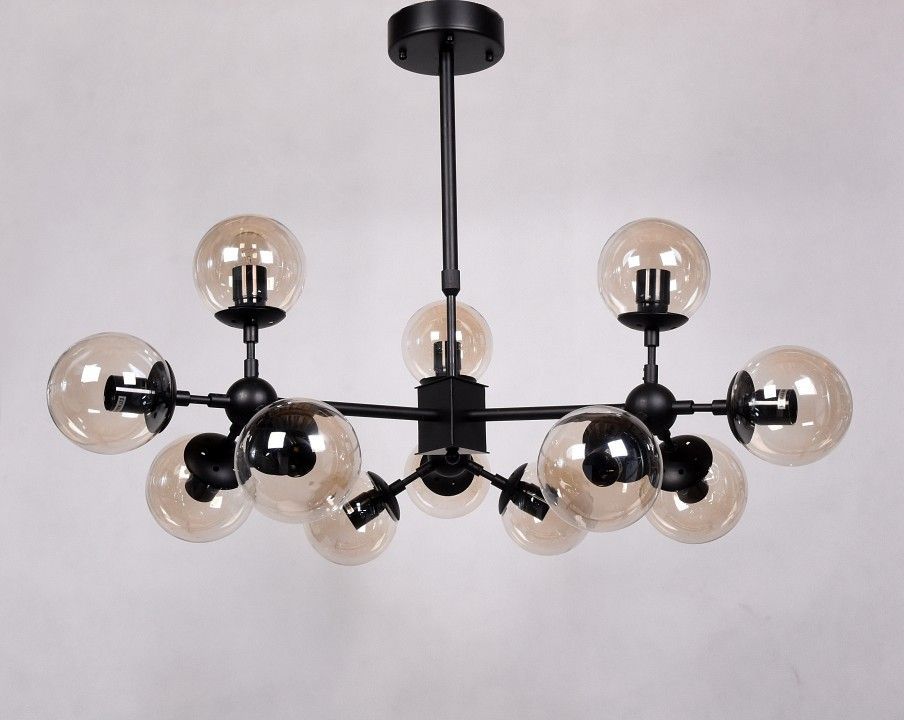 Люстра на штанге LUMINA DECO Zodiak LDP 160-12 BK+TEA