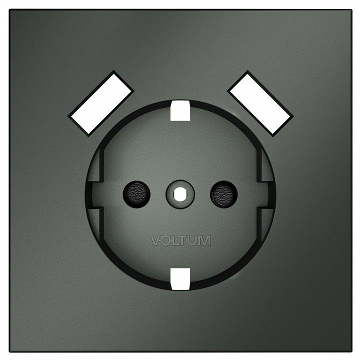Накладка для розетки с заземлением и со шторками и 2хUSB type A Voltum S70 VLS000906