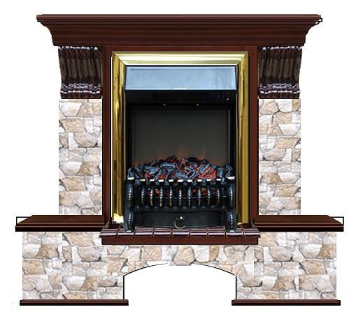 Комплект из электрокамина напольного и портала (122x40х108.5 см) Бостон К Арбат Fobos BR БК000030