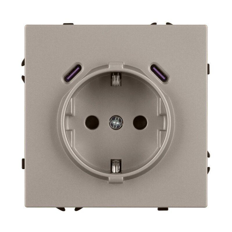 Розетка с заземлением и со шторкой и 2хUSB C, без рамки Arlight NOBE 061814(1)
