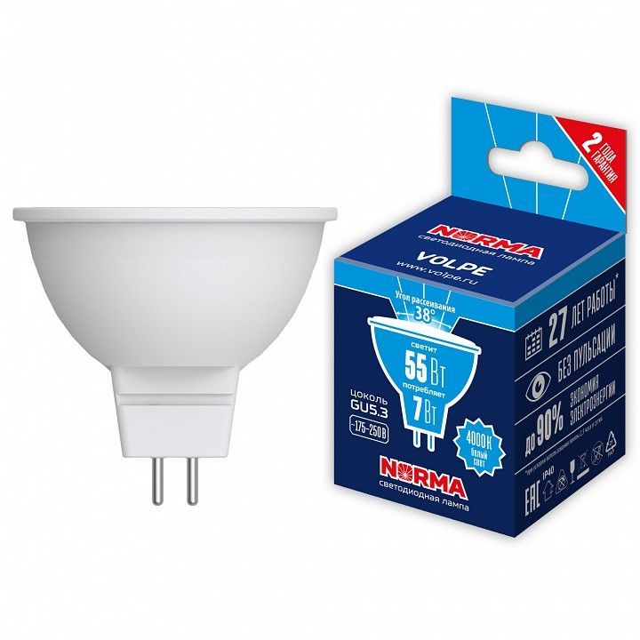 Лампа светодиодная Volpe LED-JCDR GU5.3 7Вт 4000K UL-00011188