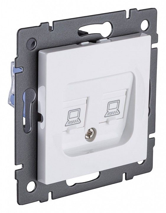 Розетка двойная Ethernet RJ-45 и со шторками, без рамки Kollinger  REA-015WH
