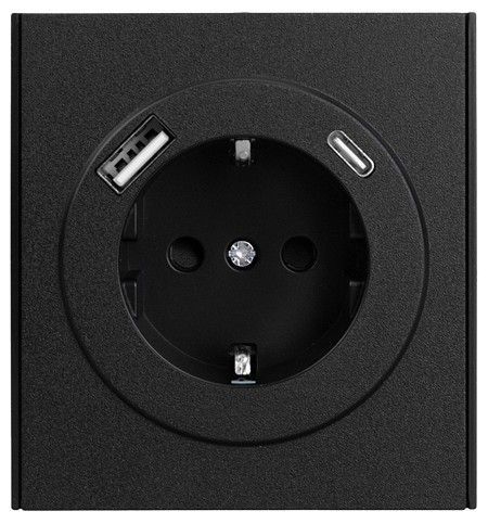 Розетка с заземлением и со шторкой и 2хUSB, без рамки Kranz STRONG KR-78-0704-5