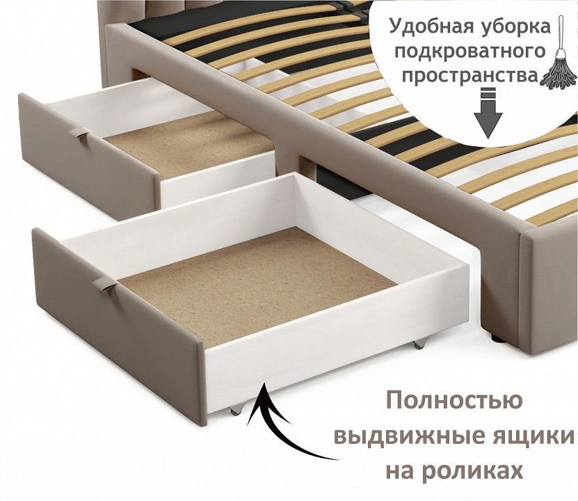 Кровать полутораспальная Milena 1200 с ящиками