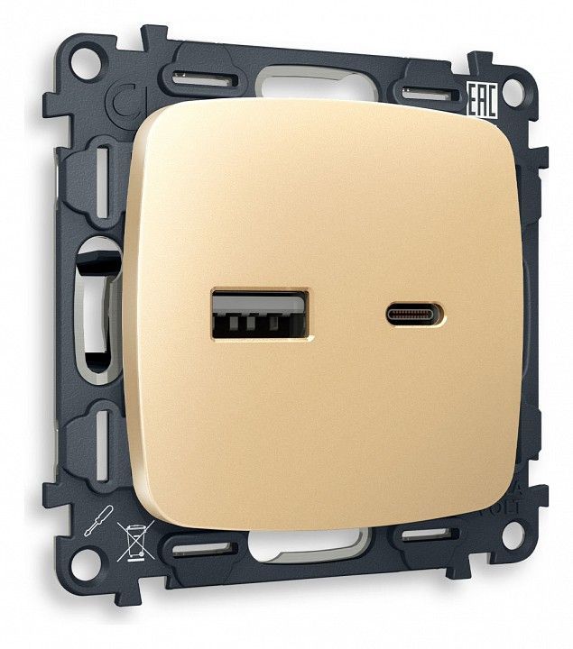 Розетка 2хUSB type A и C без рамки Ambrella Volt OMEGA MO611010