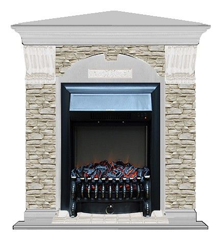 Комплект из электрокамина напольного и портала (106.5x81x98 см) Арочный ГО угл. Fobos BL АРУ00053