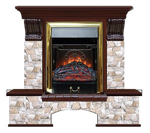 Комплект из электрокамина напольного и портала (122x40х108.5 см) Бостон К Арбат Majestic BR БК000032