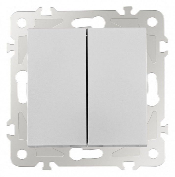 Выключатель проходной двухклавишный без рамки Arte Milano 206 206.32-2.silver