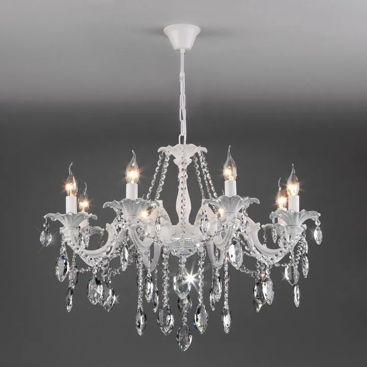 Подвесная люстра Eurosvet Veletta 10108/8 белый/прозрачный хрусталь Strotskis Подвесная люстра Eurosvet Veletta 10108/8 белый/прозрачный хрусталь Strotskis