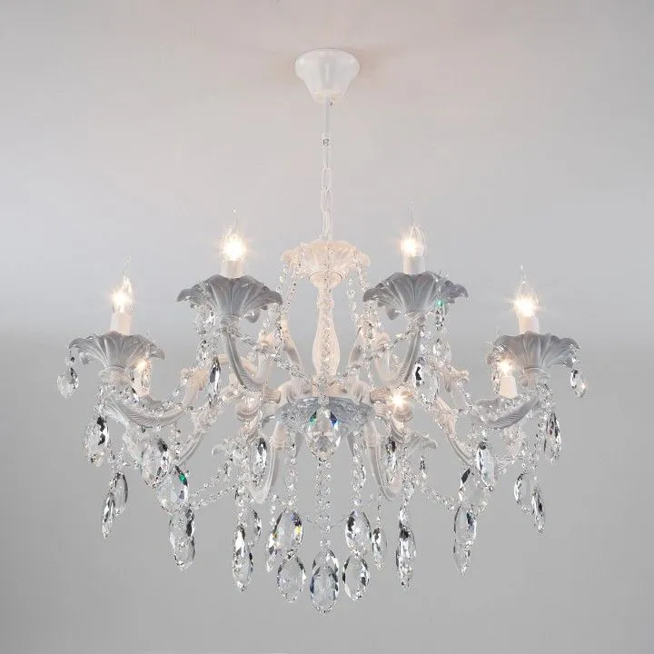 Подвесная люстра Eurosvet Veletta 10108/8 белый/прозрачный хрусталь Strotskis Подвесная люстра Eurosvet Veletta 10108/8 белый/прозрачный хрусталь Strotskis