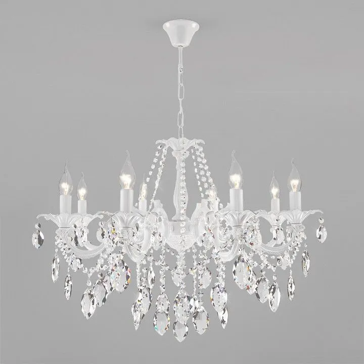 Подвесная люстра Eurosvet Veletta 10108/8 белый/прозрачный хрусталь Strotskis Подвесная люстра Eurosvet Veletta 10108/8 белый/прозрачный хрусталь Strotskis